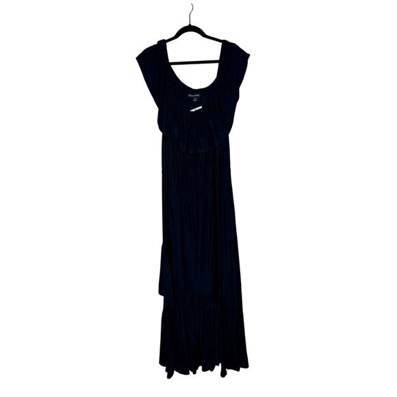 lane Bryant womens size 26/28 midi dress black tiered off shoulder scoop neck - Picture 1 of 7